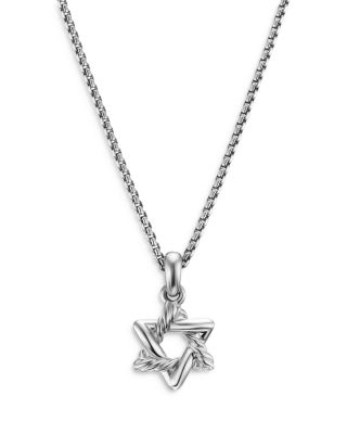 Star of David Pendant Necklace in Sterling Silver with Diamonds, 9.6mm