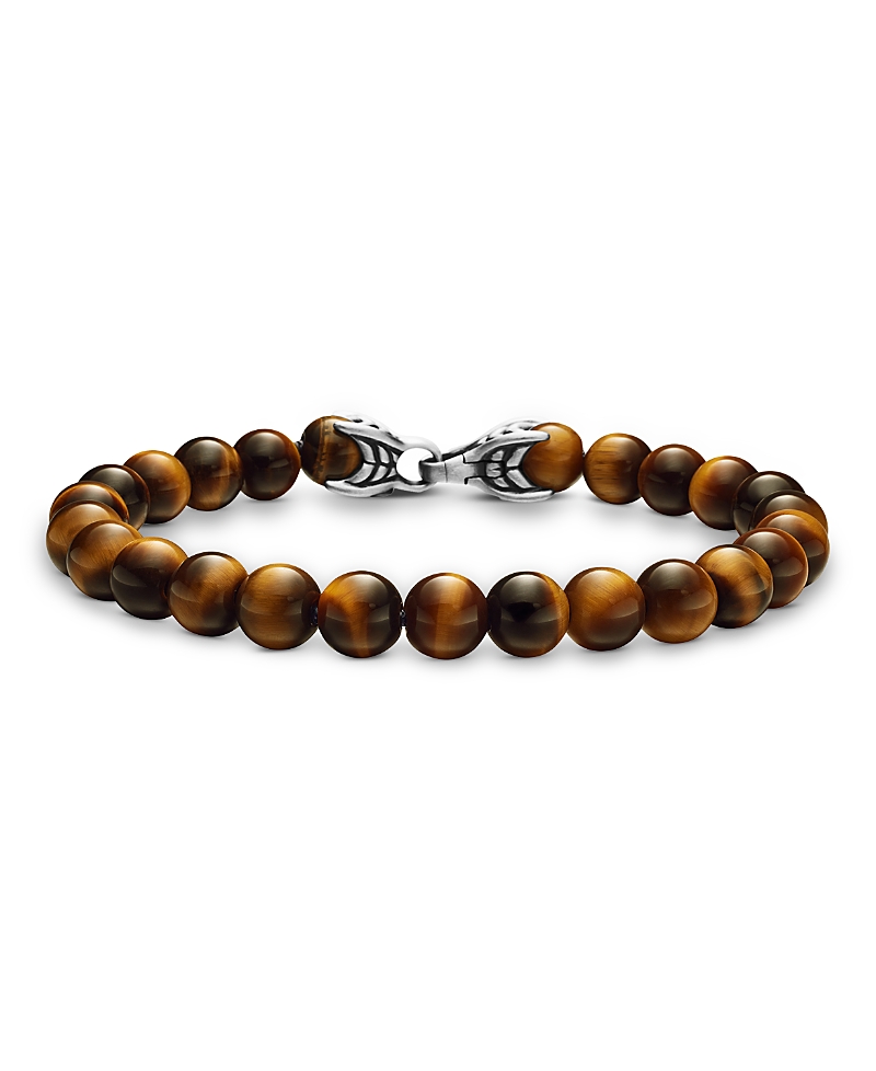 David Yurman Men's Spiritual Beads Bracelet in Sterling Silver with Tigers Eye, 8mm
