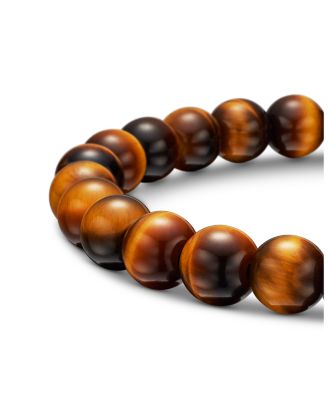 Men's Spiritual Beads Bracelet in Sterling Silver with Tigers Eye, 8mm