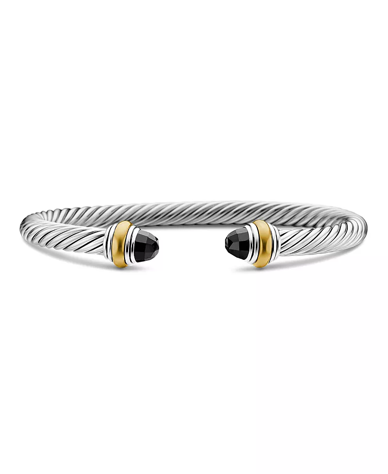 David Yurman Cable Classic Bracelet with Black Onyx and 14K Gold, 5mm