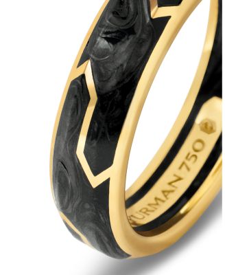 Men's Forged Carbon Band Ring in 18K Gold