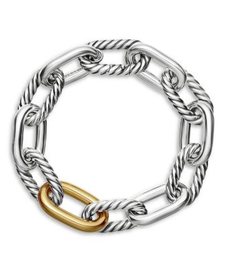 DY Madison Chain Bracelet in Sterling Silver with 18K Yellow Gold, 13.5mm
