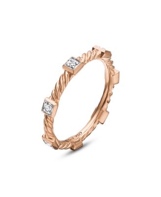 Cable Collectibles Cable Stack Ring in 18K Rose Gold with Diamonds