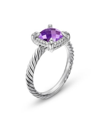 Sterling Silver Petite Chatelaine&reg; Ring with Amethyst & Diamonds - Exclusive