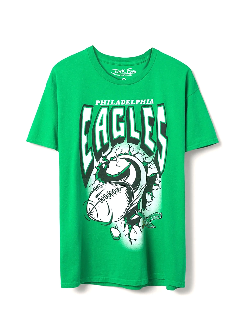 Junk Food Clothing Unisex Nfl Philadelphia Eagles Breakthrough Flea Market Tee In Kelly