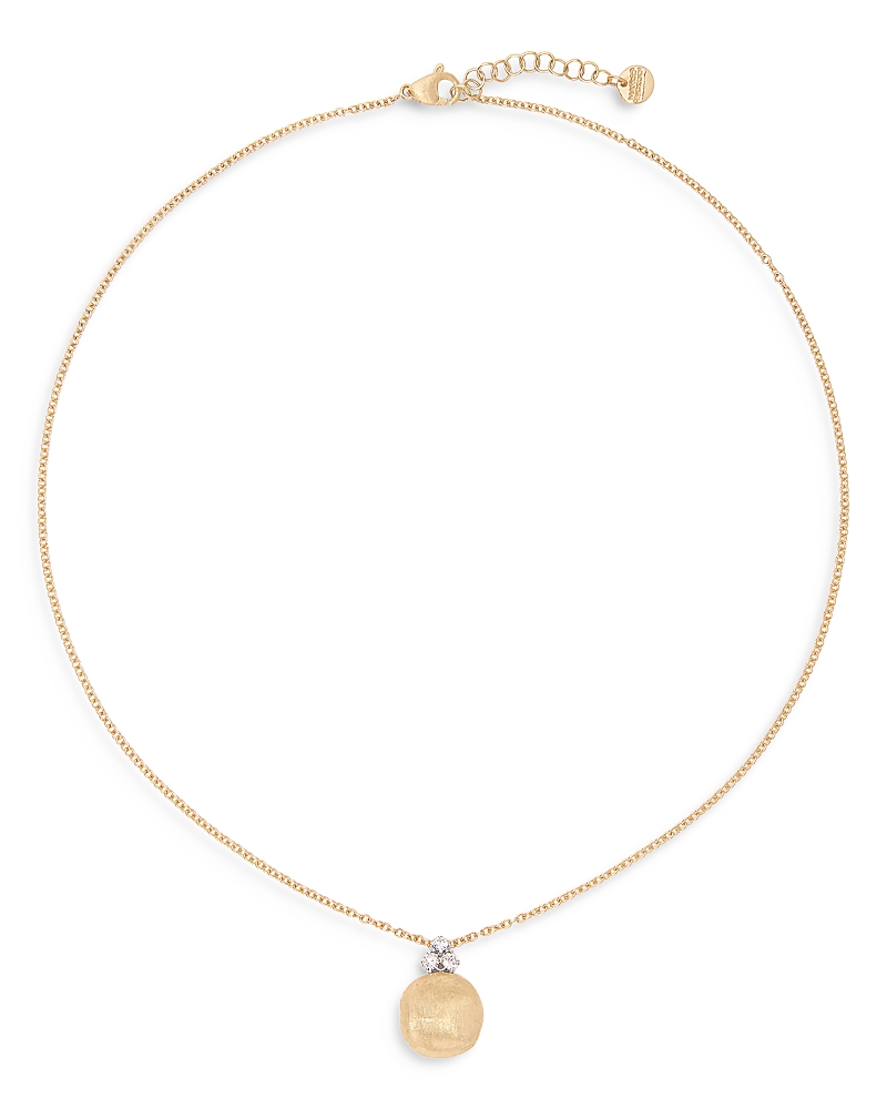 Marco Bicego 18K White & Yellow Gold Africa Diamond Cluster Textured Bead Pendant Necklace, 16.5