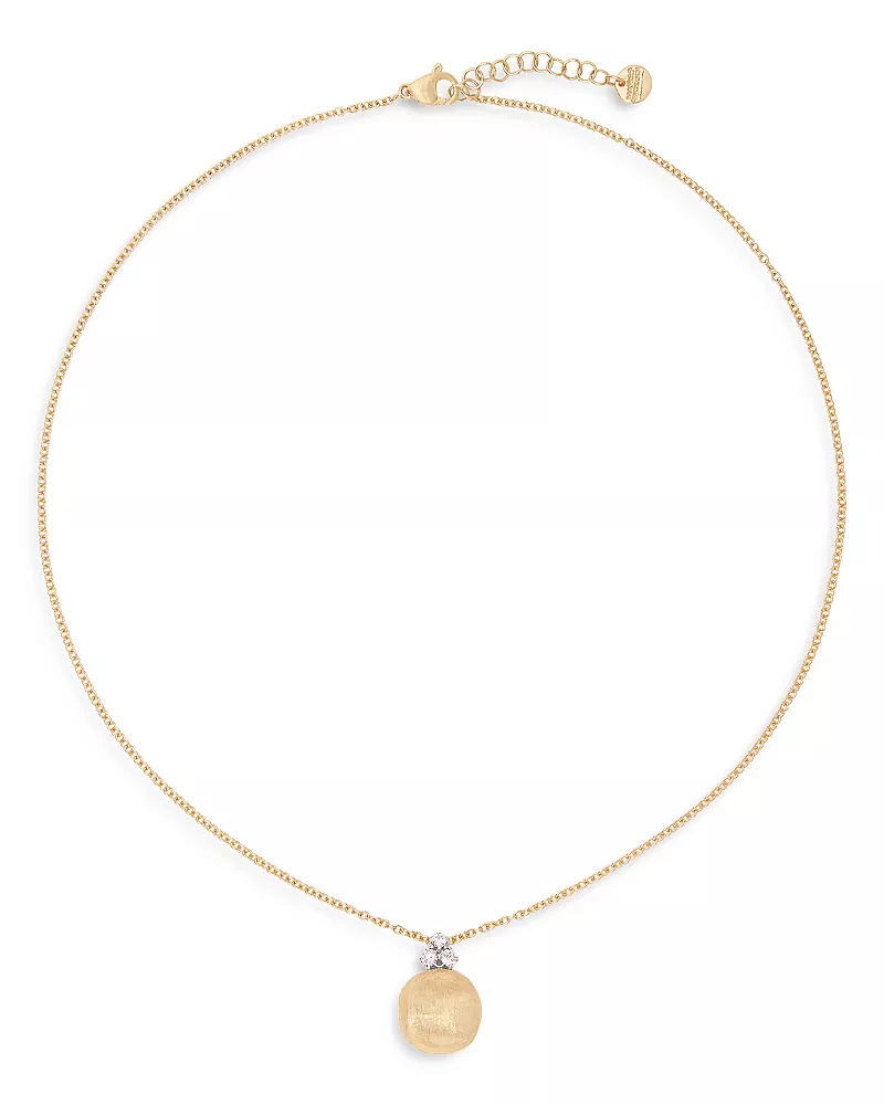 Marco Bicego 18K White & Yellow Gold Africa Diamond Cluster Textured Bead Pendant Necklace, 16.5