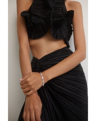 Radiant Cubic Zirconia Halo Flex Bracelet in Rhodium Plated