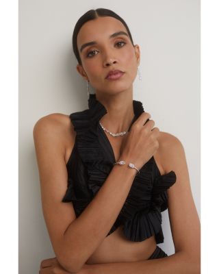 Radiant Cubic Zirconia Halo Cuff Bracelet 