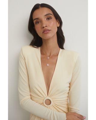 Radiant Cubic Zirconia Halo Lariat Necklace, 16"-18" 