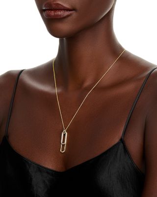 Diamond Pendant Link Necklace in 14K Yellow Gold, 0.37 tcw