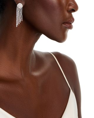 Diamond Linear Fringe Drop Earrings in 14K White Gold, 3.00 tcw