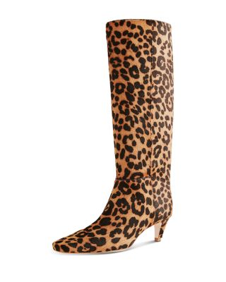 Women's Remy Leopard Print Calf Hair Knee High Boots