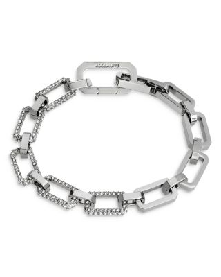 ALLSAINTS - Pav&eacute; Geometric Link Bracelet in Rhodium Plated