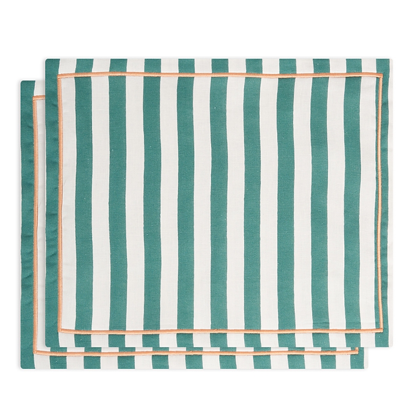 La Doublej Green Stripe Linen Placemat, Set Of 2 In Green