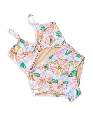 Girls' Retro Floral Monokini One Piece Swimsuit - Little Kid, Big Kid