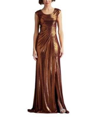 Tadashi Shoji - Houghton Metallic Crisscross Draped Gown