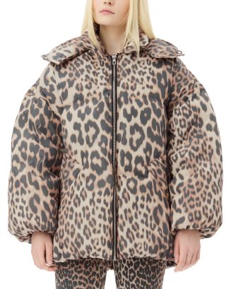 GANNI Leopard Puffer Down Jacket | Bloomingdale's Women