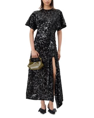 GANNI - Sequin Velvet Midi Dress