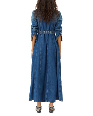 ganni long denim dress GANNI Grey Future Long Denim Dress