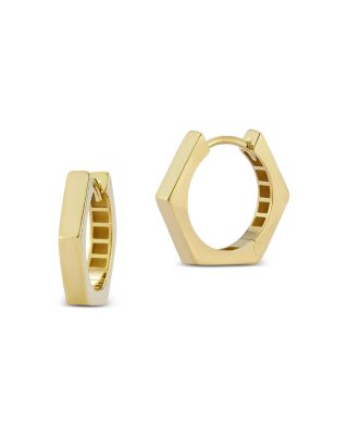 Moon & Meadow - 14K Yellow Gold Hexagon Small Hoop Earrings