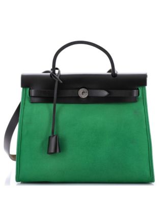 Pre-Owned Hermes 31 Herbag Zip Leather and Toile