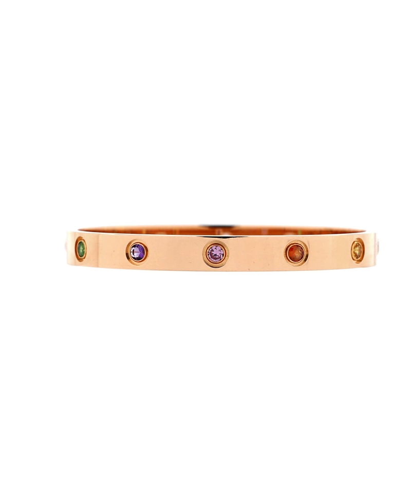 Click to view more detailed imagery on our partner's website Pre-owned Pre-owned Cartier Cartier Love 10 Stone Bracelet 18k Rose Gold With Garnet, Amethyst And Sapphire