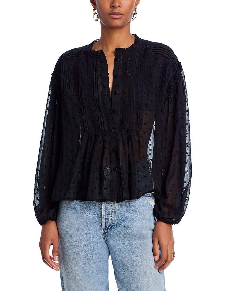 Aqua Clip Dot Blouse - Exclusive In Black
