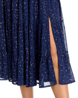 aqua ruched ruffled midi dress - exclusive AQUA Ruched Tiered Midi Dress - Exclusive