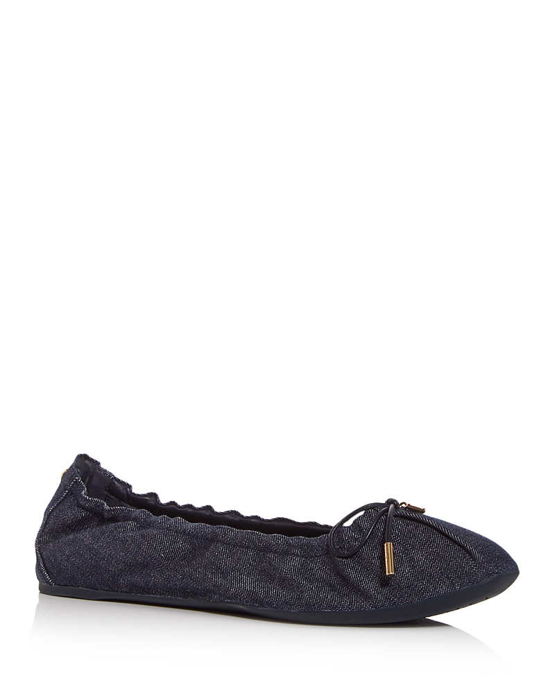 Ferragamo Gancini Ornament Flat Ballerina Shoes In Navy