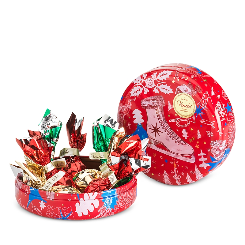 Venchi Christmas 2024 Anna Higgie Round Metal Tin, 7 piece