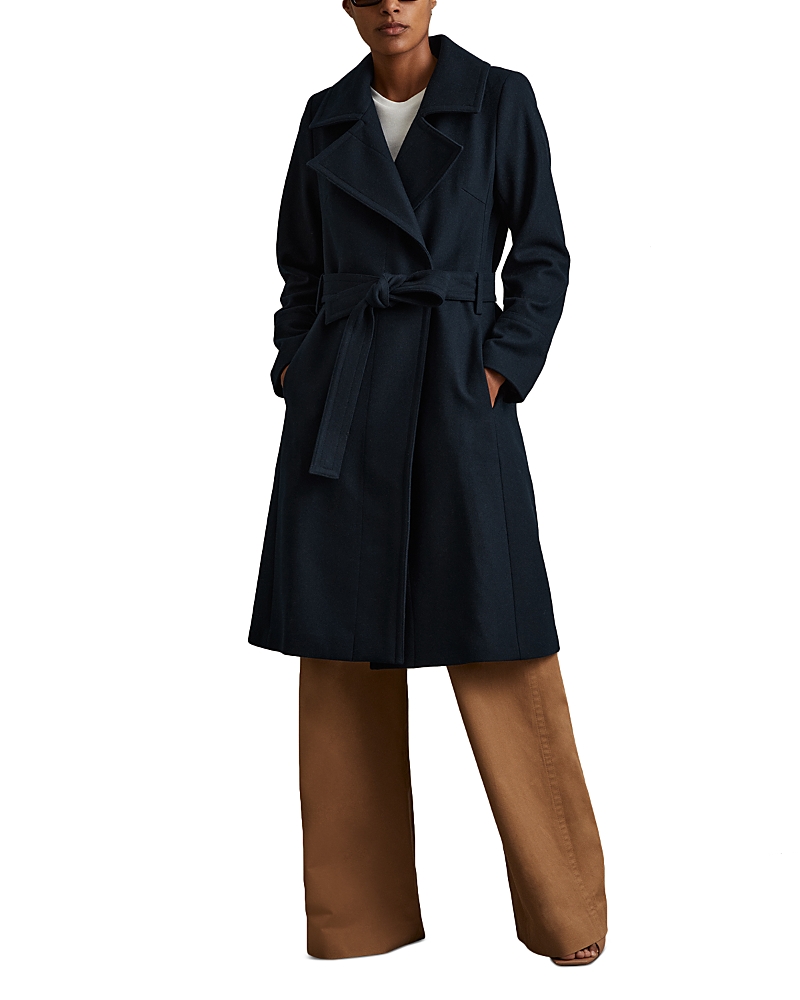 Reiss Rae Belted Cashmere Blend Coat In Teal