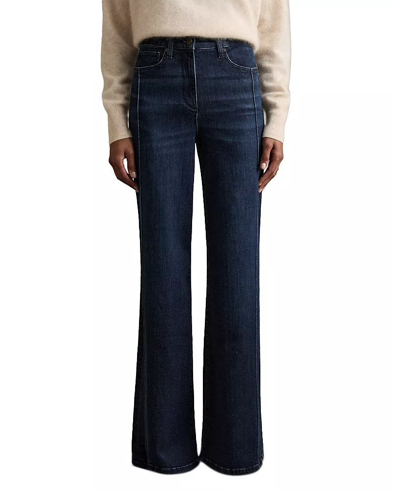 Reiss Heather Wide Leg Jeans in Dark Blue