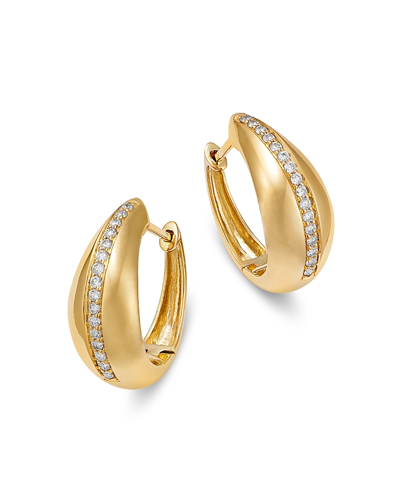 Bloomingdale's Fine Collection Diamond Huggie Hoop Earrings In 14k Yellow Gold, 0.25 Ct. T. W. In Gold/white