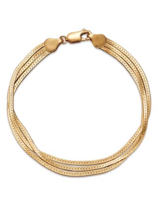 Bloomingdale's Fine Collection - Herringbone Link Three Strand Bracelet in 14K Yellow Gold