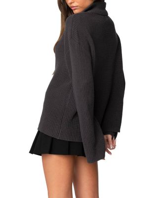 Amour High Neck Oversized Zip Sweater