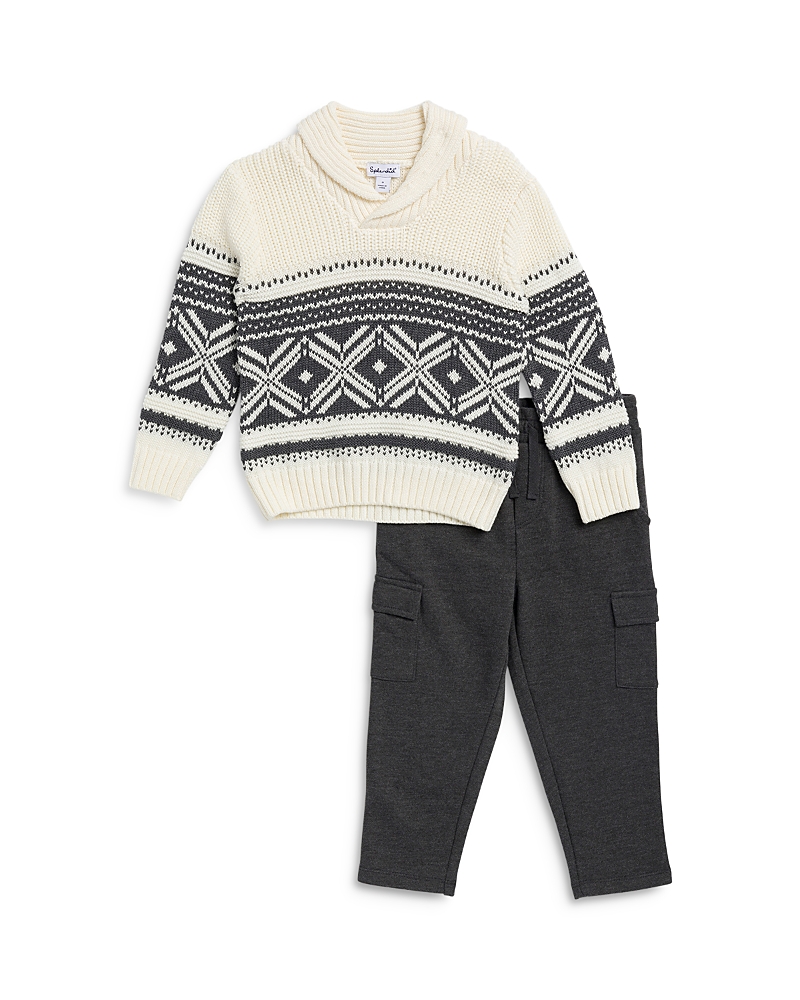 Splendid Boys' Fair Isle Sweater & Cargo Pants Set - Little Kid In Black/snow