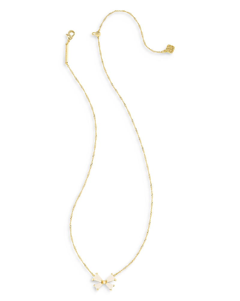 Kendra Scott Blair Drusy Stone Bow Adjustable Pendant Necklace In 14k Gold Plated, 19 In Gold/white