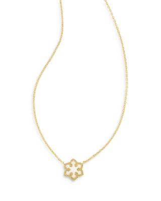 Kendra Scott - White Kyocera Opal Snowflake Adjustable Pendant Necklace, 14"-18"