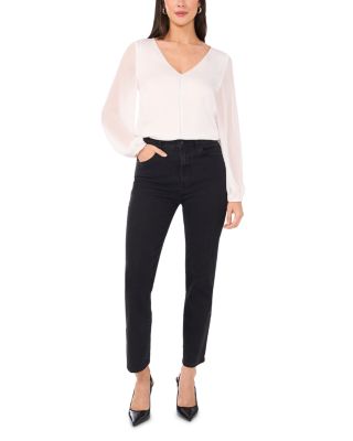 V Neck Chiffon Sleeve Blouse