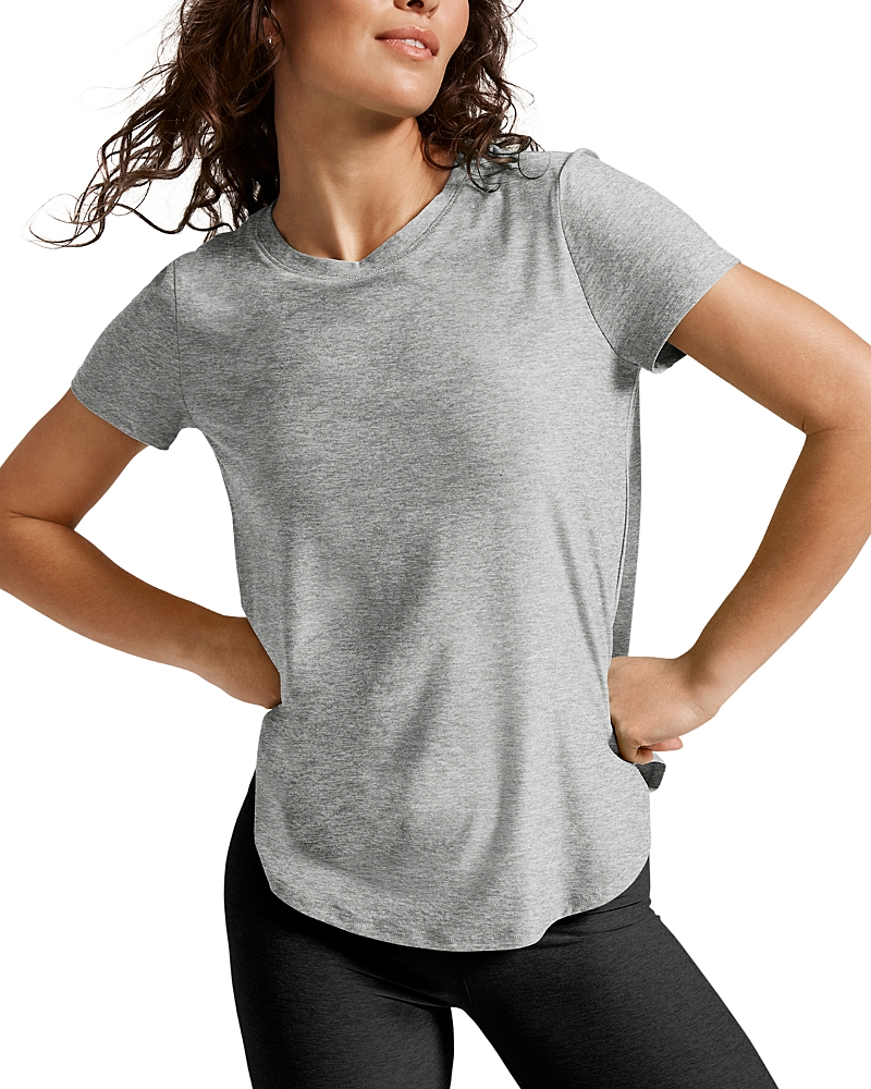 Beyond Yoga Featherweight On The Down Low Tee Silver Mist In Silver Mist