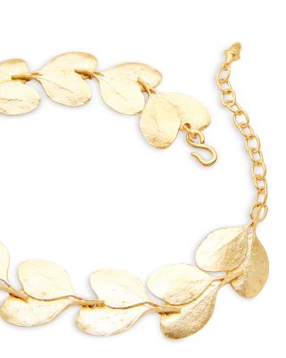 Textured Leaf Collar Necklace, 18"