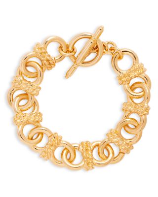 Rope Accented Chain Link Toggle Bracelet