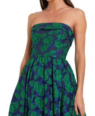 Brocade Strapless A Line Midi Dress