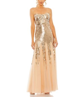 Sleeveless Sequin Mesh Gown