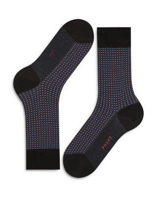 Uptown Tie Cotton & Nylon Grid Crew Socks