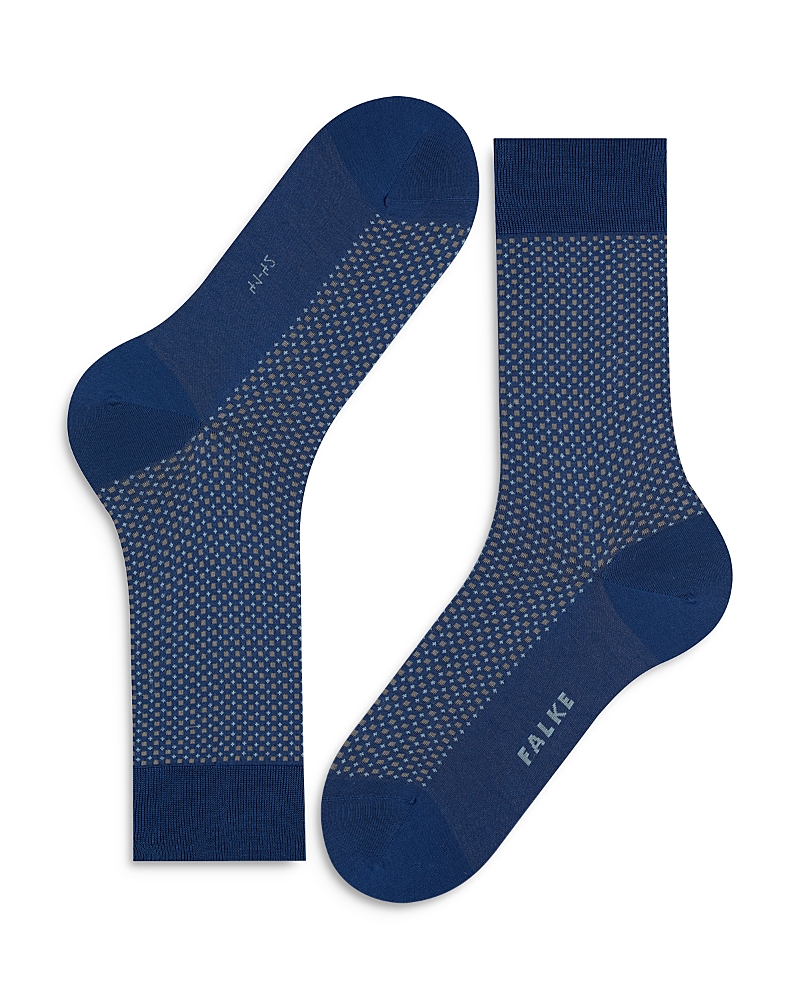 Shop Falke Uptown Tie Cotton & Nylon Grid Crew Socks In Royal Blue
