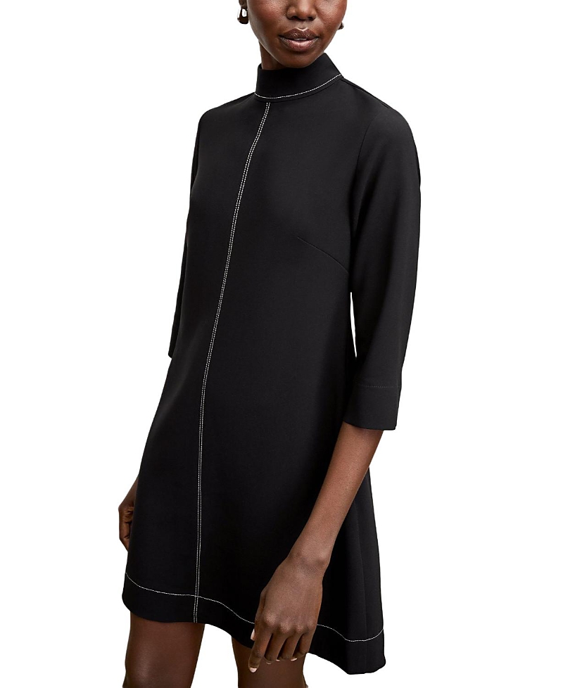 M.m.lafleur The Kinsley Dress - Everyday Crepe With Topstitch In Black