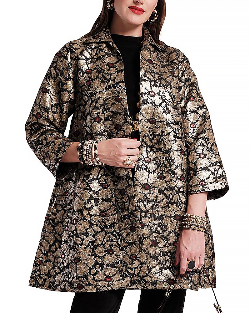 Frances Valentine Cornelia Swing Jacket - Regular And Plus Size In Black/gold