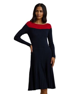 Ralph Lauren - Two Tone Pointelle Knit Dress, Regular & Petite